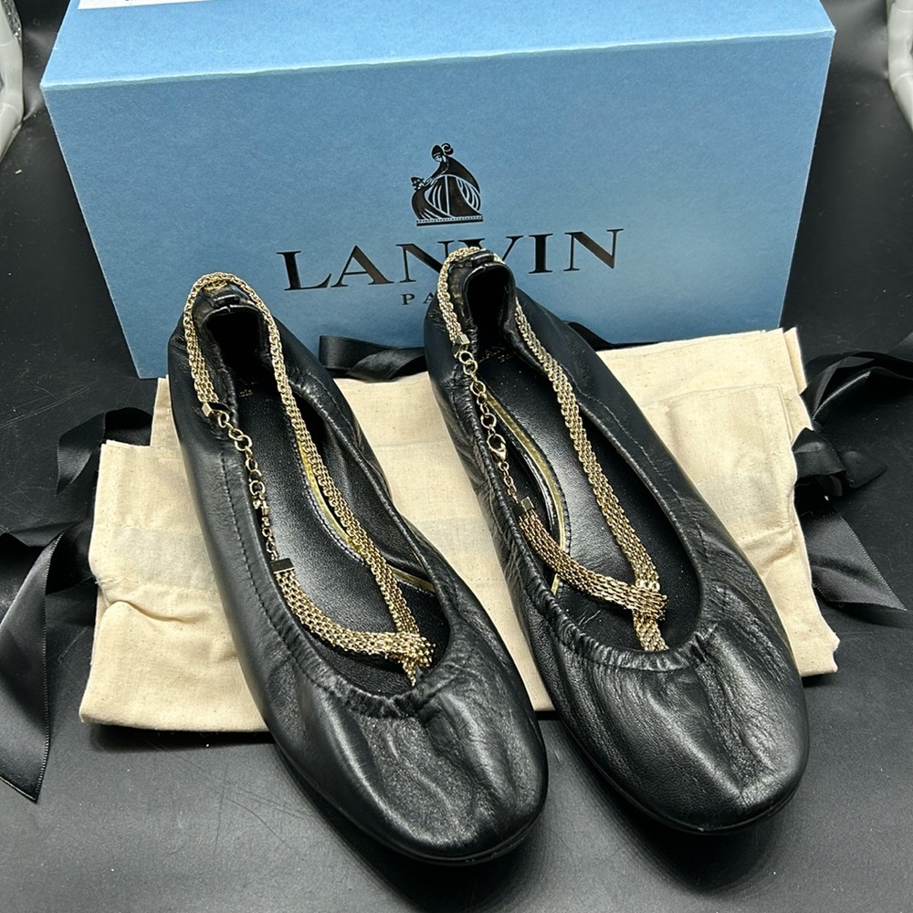 Lanvin Ballet Flat with Gold Ankle Chain sz9
